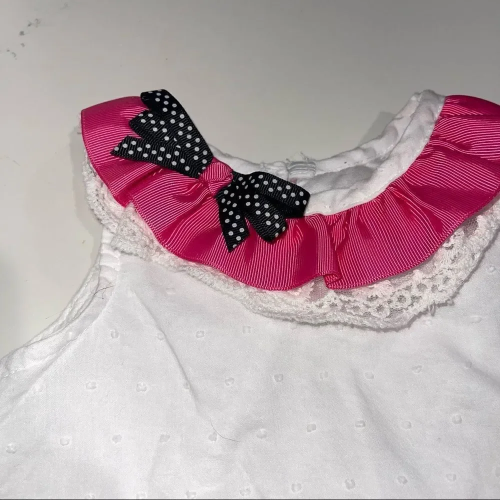 Rare Editions White Dress with Ribbon‎ Butterfly and Bow Details - Size 3-6 mths